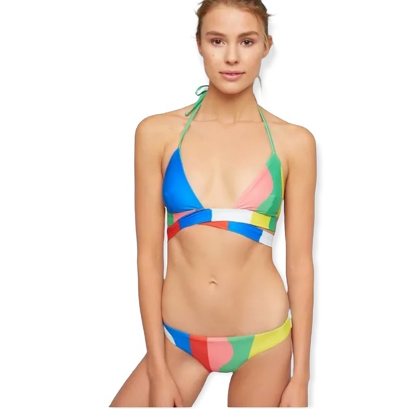 Mara Hoffman Other - Mara Hoffman Multi Swim Rainbow Bright Neon Two Piece Swimsuit Bikini Geometric